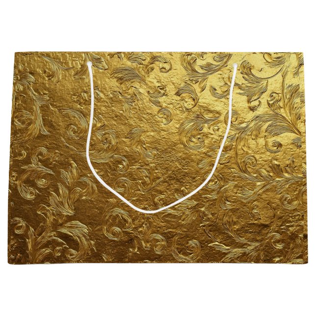 Sacola Para Presentes Grande Beautiful Golden pattern (Frente)