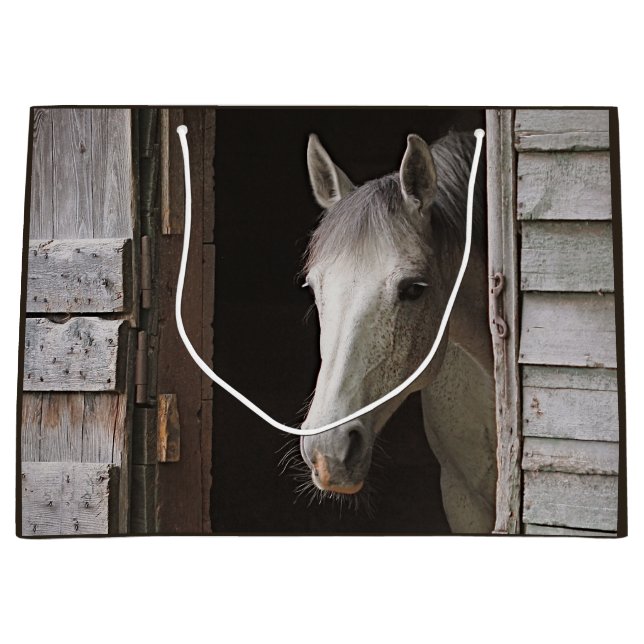 Sacola Para Presentes Grande Beautiful Gray Mare Horse (Frente)
