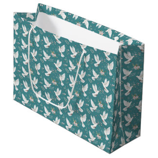 Sacola Para Presentes Grande Beautiful tiled doves wedding