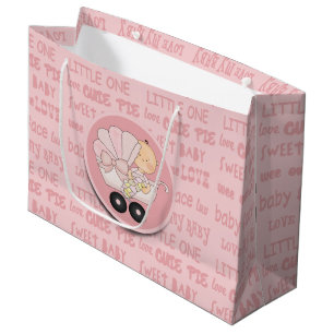 Sacola Para Presentes Grande Bebê Bela Menininha Em Buggy Novo