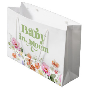 Sacola Para Presentes Grande Bebê em flor chá de bebê de flores silvestres