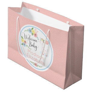 Sacola Para Presentes Grande Bebê Girafa Floral Bezerro Bem-Vindo Bebê Personal