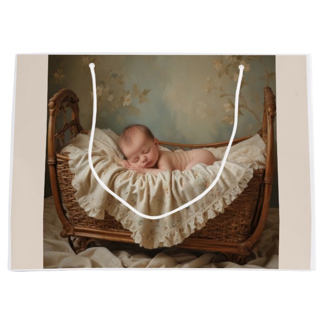 Sacola Para Presentes Grande Bebê no berço (Frente)