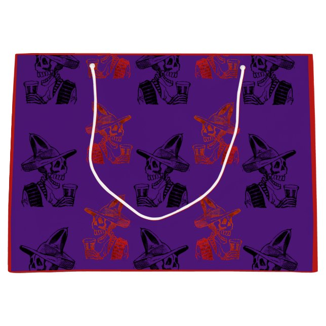 Sacola Para Presentes Grande Bebendo Calavera (Frente)