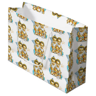 Sacola Para Presentes Grande Bebês gêmeos de Chá de fraldas a cores ou novo beb