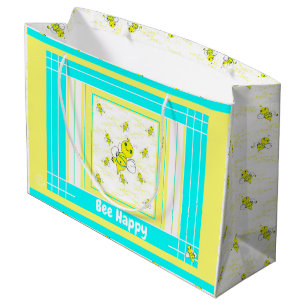 Sacola Para Presentes Grande Bee Happy Present Gift Wrap
