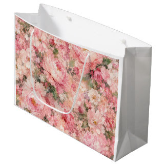 Sacola Para Presentes Grande Bege Rosado Flor de Romance peônia Decoração de Ca