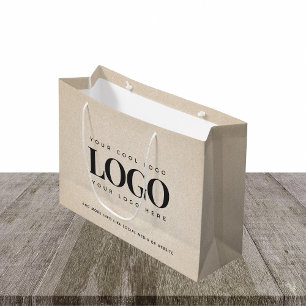 Sacola Para Presentes Grande Beige Sand Grainy Adicionar logotipo da empresa Pe