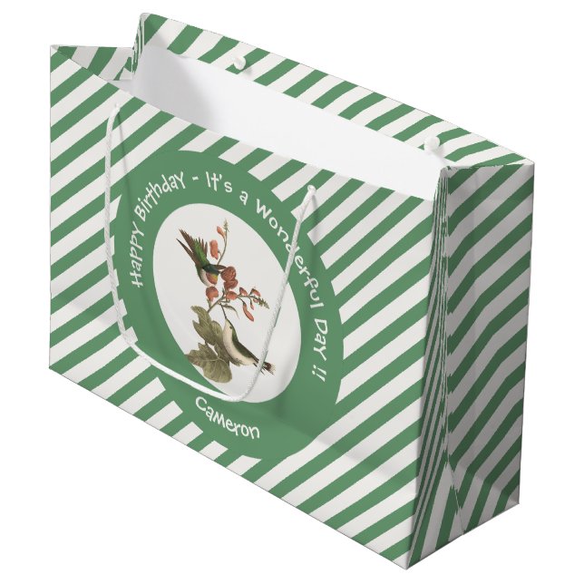 Sacola Para Presentes Grande Beija-flor-de-garganta-rubi, aniversário ou outro  (Frente inclinada)