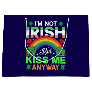 Sacola Para Presentes Grande beije-me mesmo assim humor irlandês design-63942