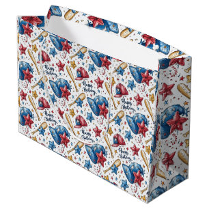 Sacola Para Presentes Grande Beisebol Birthday Gift Bag Sports Boy