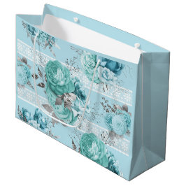 Sacola Para Presentes Grande Bela Rosa Azul Detalhes do local