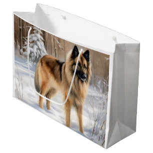 Sacola Para Presentes Grande Belgian Tervuren Deixe Nevar Natal 