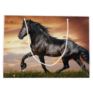 Sacola Para Presentes Grande Belo Cavalo Negro