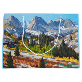 Sacola Para Presentes Grande Belo Dia de Neve Laranja Amarelo Azul