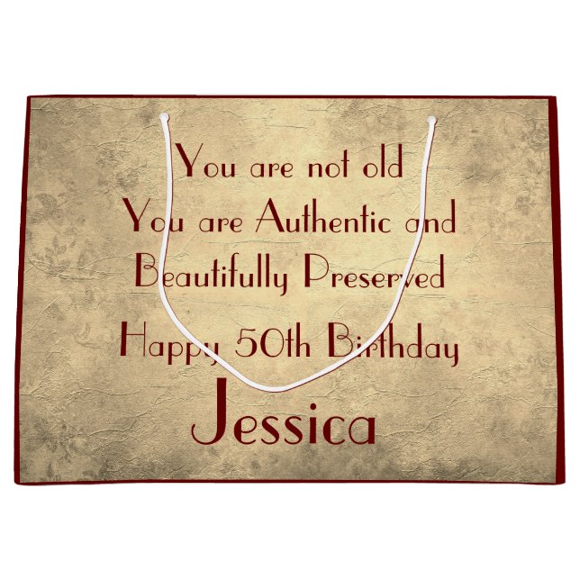 Sacola Para Presentes Grande Belo elegante personalizado 50º aniversário (Frente)