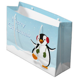 Sacola Para Presentes Grande Belo Engraçado Pinguim Inverno Grande Saco de Pres