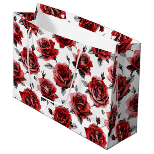 Sacola Para Presentes Grande Belo Estilo de Ilustração de Rosas Vermelhas para