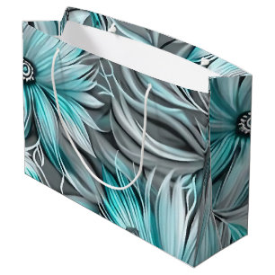 Sacola Para Presentes Grande Belo Impressão Floral Azul