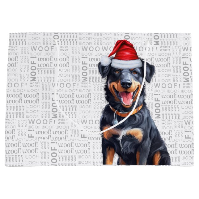 Sacola Para Presentes Grande Belo Natal Beauceron Dog Lover (Frente)