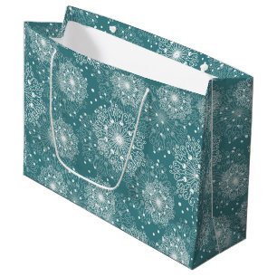 Sacola Para Presentes Grande belo papel de embrulho com flocos de neve no inver