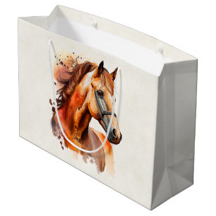 Sacola Para Presentes Grande Belo Retrato de Cavalo de Sorrel