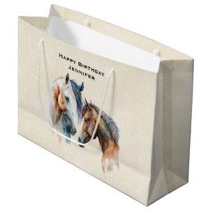 Sacola Para Presentes Grande Belos Cavalos Estilo Boho Ocidental