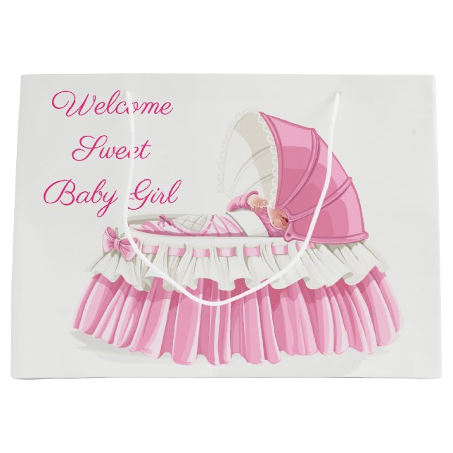 Sacola Para Presentes Grande Bem-vinda Doce Bebê Menina  (Frente)