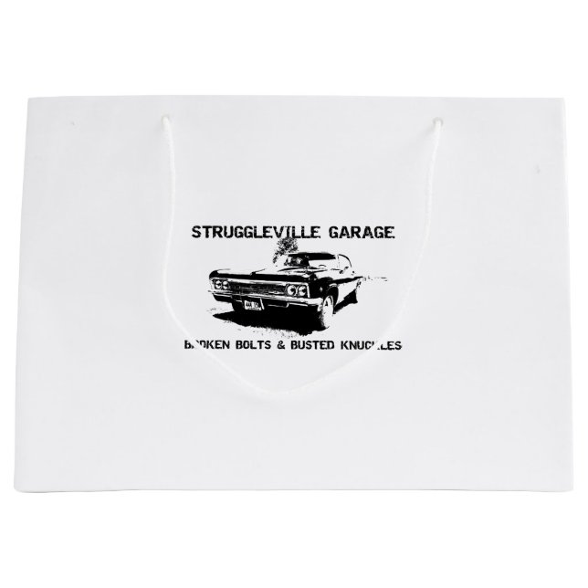 Sacola Para Presentes Grande Bem-vindo à Garagem de Struggleville - Onde Quebra (Frente)