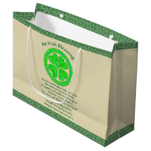 Sacola Para Presentes Grande Bênção Irlandesa Céltica Shamrock