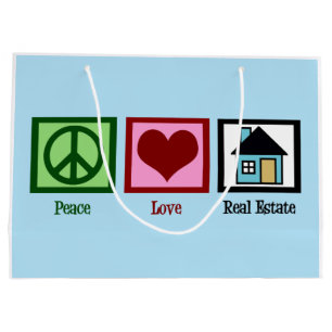 Sacola Para Presentes Grande Bens imobiliários do amor da paz