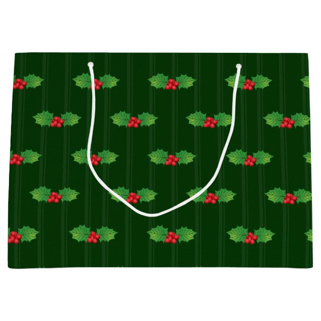 Sacola Para Presentes Grande Berries Holly Striped (Frente)