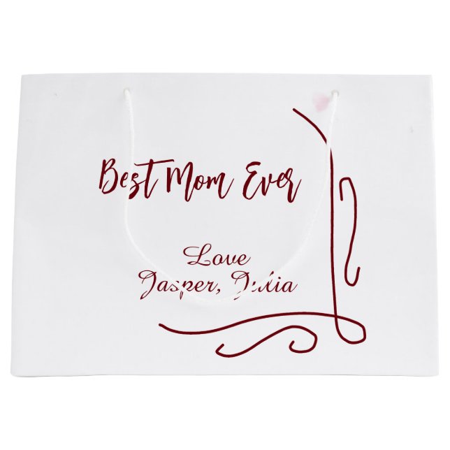 Sacola Para Presentes Grande Best mom ever red love Spanish border stylish  (Frente)