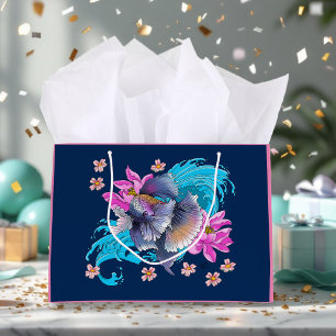 Sacola Para Presentes Grande Betta Peixe Lutador Siames