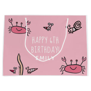 Sacola Para Presentes Grande Bicicleta Rosa-Rosa-Rosa-Rosa Menina Feliz Anivers