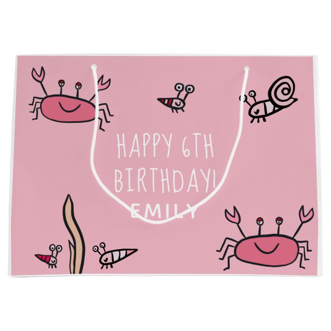 Sacola Para Presentes Grande Bicicleta Rosa-Rosa-Rosa-Rosa Menina Feliz Anivers (Frente)