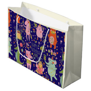 Sacola Para Presentes Grande Bicicletas Engraçadas Cantando Feliz Aniversário