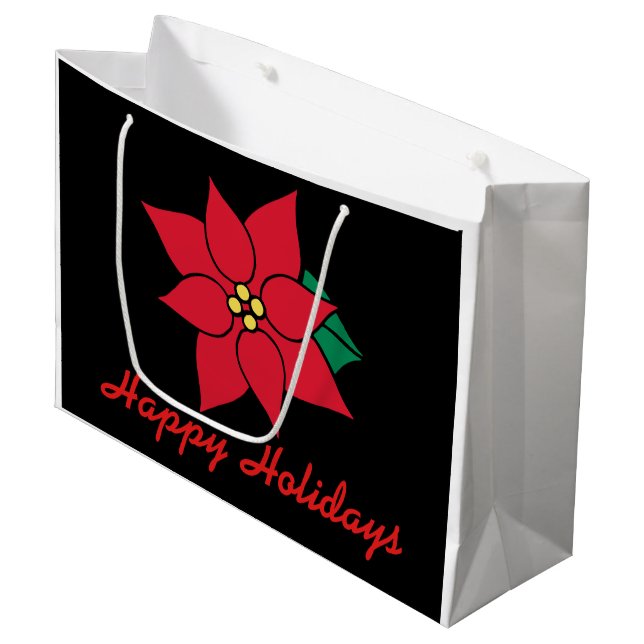 Sacola Para Presentes Grande Big Christmas Poinsettia Gift Bag (Frente inclinada)
