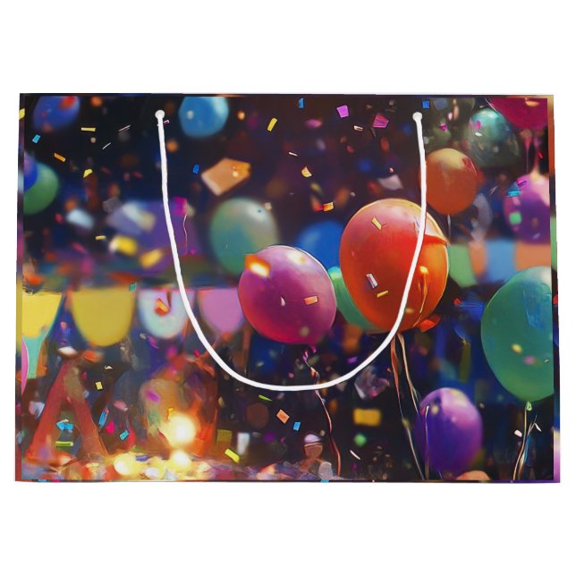 Sacola Para Presentes Grande Birthday Balloon Gift Bag (Frente)