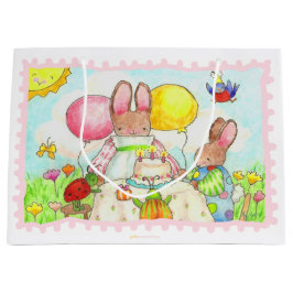 Sacola Para Presentes Grande Birthday Bunny Gift Bag
