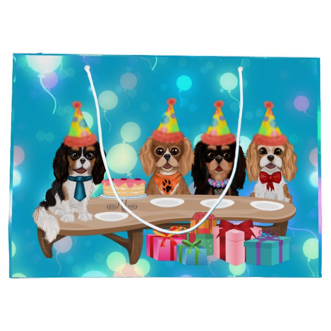 Sacola Para Presentes Grande Birthday Cavalier King Charles Spaniel (Verso)