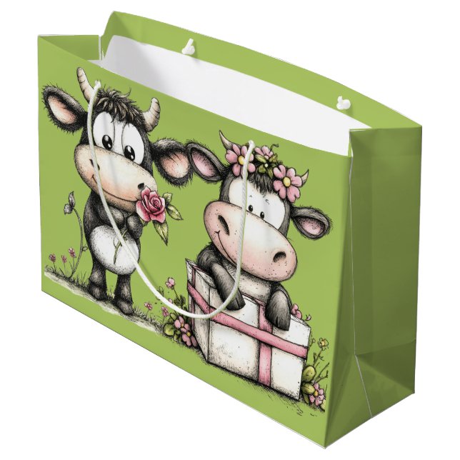 Sacola Para Presentes Grande Birthday Cows (Verso inclinado)