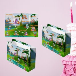 Sacola Para Presentes Grande Birthday Gift Bag Spooky Bebê Tema Dino