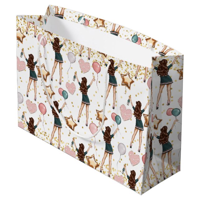 Sacola Para Presentes Grande Birthday Pattern  (Verso inclinado)