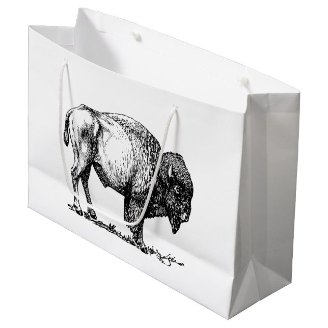 Sacola Para Presentes Grande Bisonte americano do búfalo (Frente inclinada)