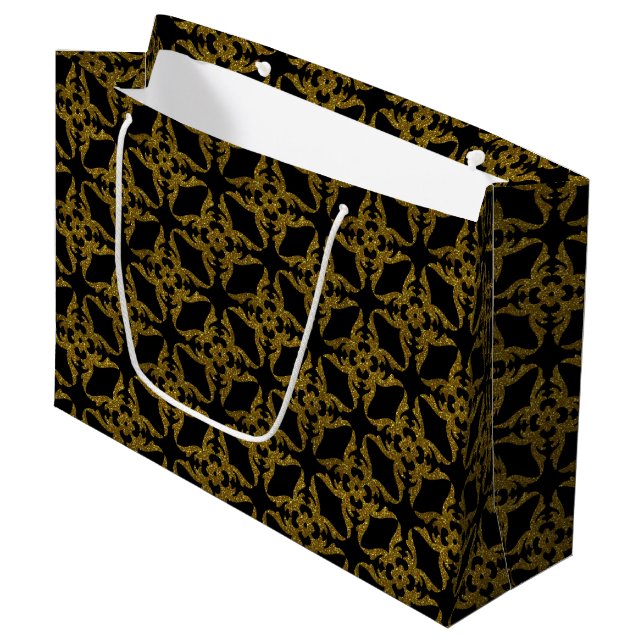 Sacola Para Presentes Grande Black and Dourado Classy Gift Bag - Grande, brilha (Frente inclinada)