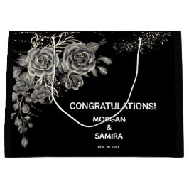 Sacola Para Presentes Grande Black and white elegant boho wedding 