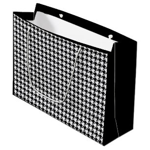 Sacola Para Presentes Grande Black and White Houndstooth by Shirley Taylor