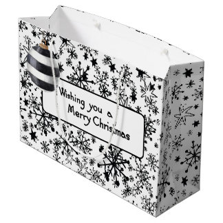 Sacola Para Presentes Grande Black and White Modern Gift Bag para o Natal
