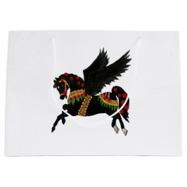 Sacola Para Presentes Grande Black Carousel Pegasus Gift Bag